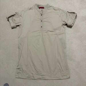 Melissa Masse Made to Measure Stone Cotton Tunic Dress Large Made USA